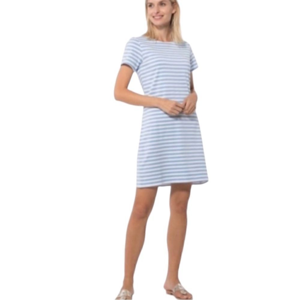 Sail to Sable Striped Shift Dress in Blue & White Sailor Nautical Prep L